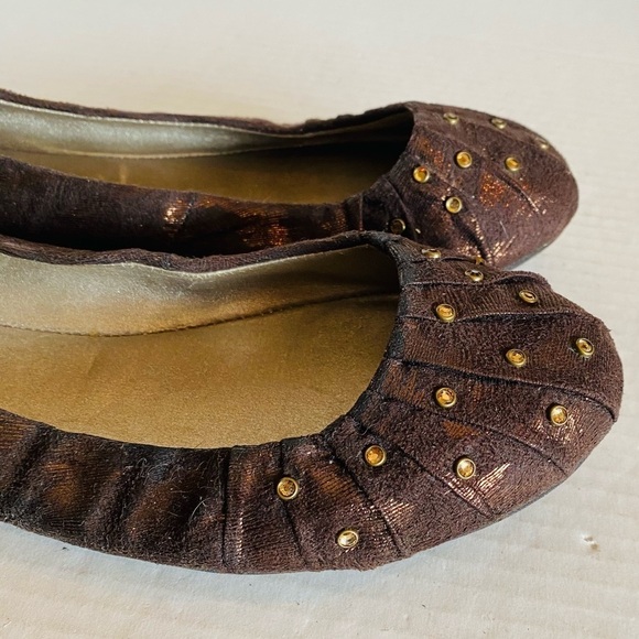 Yellow Box Brown Flats with Gold Accents - Picture 6 of 13